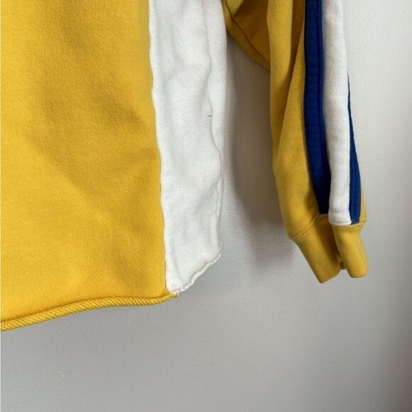 Levi's Sport | Women’s Yellow Cropped Short Crew Sweatshirt Hoodie Stripes - Picture 7 of 9